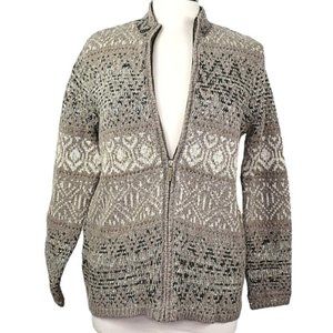 Coldwater Creek Wool-Blend Beige Full Zip Cardigan